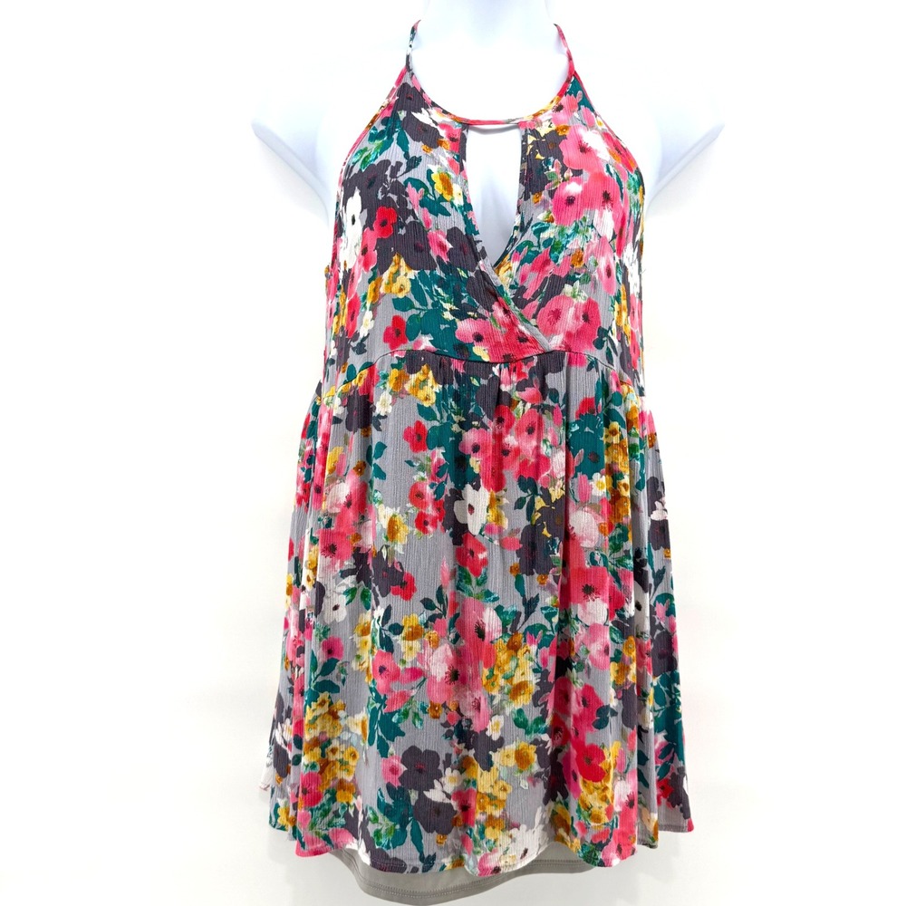 Altar'd State Womens Floral Halter Keyhole Midi Dress‎ Size Large